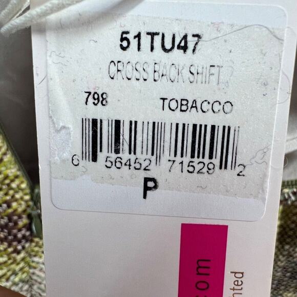 Revolve Tracy Reese Shift Dress XS Tan Zig Zag Rafia Cross Back Boho Retro NEW - Picture 13 of 16